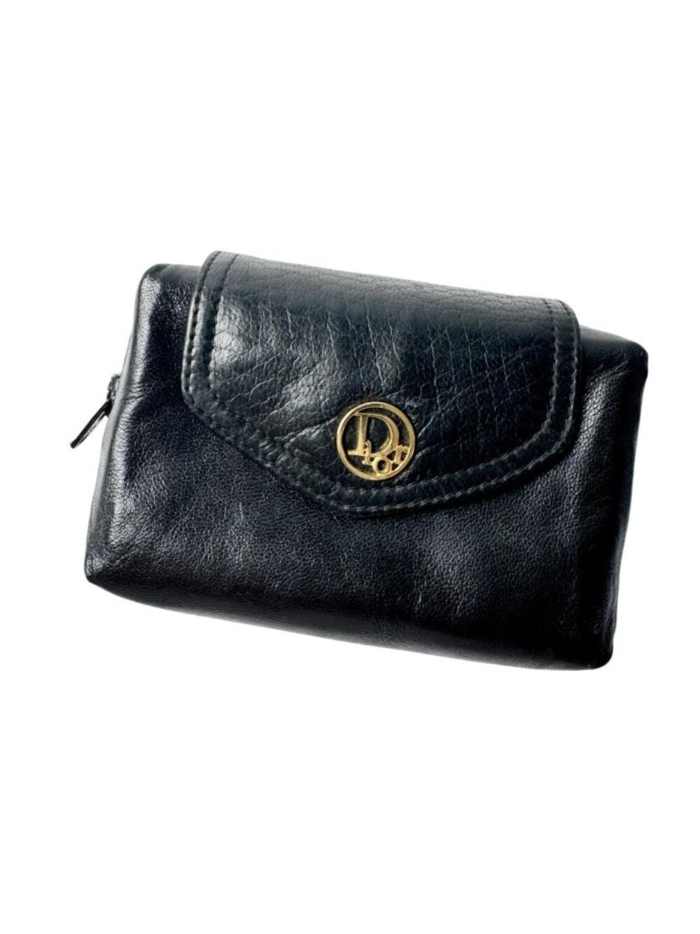 Dior Coin Purse Black Leather